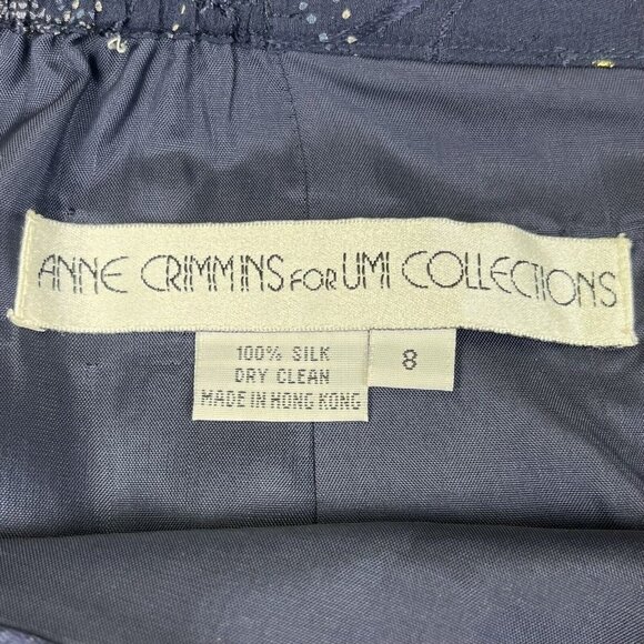 ANNE CRIMMINS For UMI Collections 100% Silk Blue Pencil Skirt Size 8 (G10144) - Picture 5 of 7